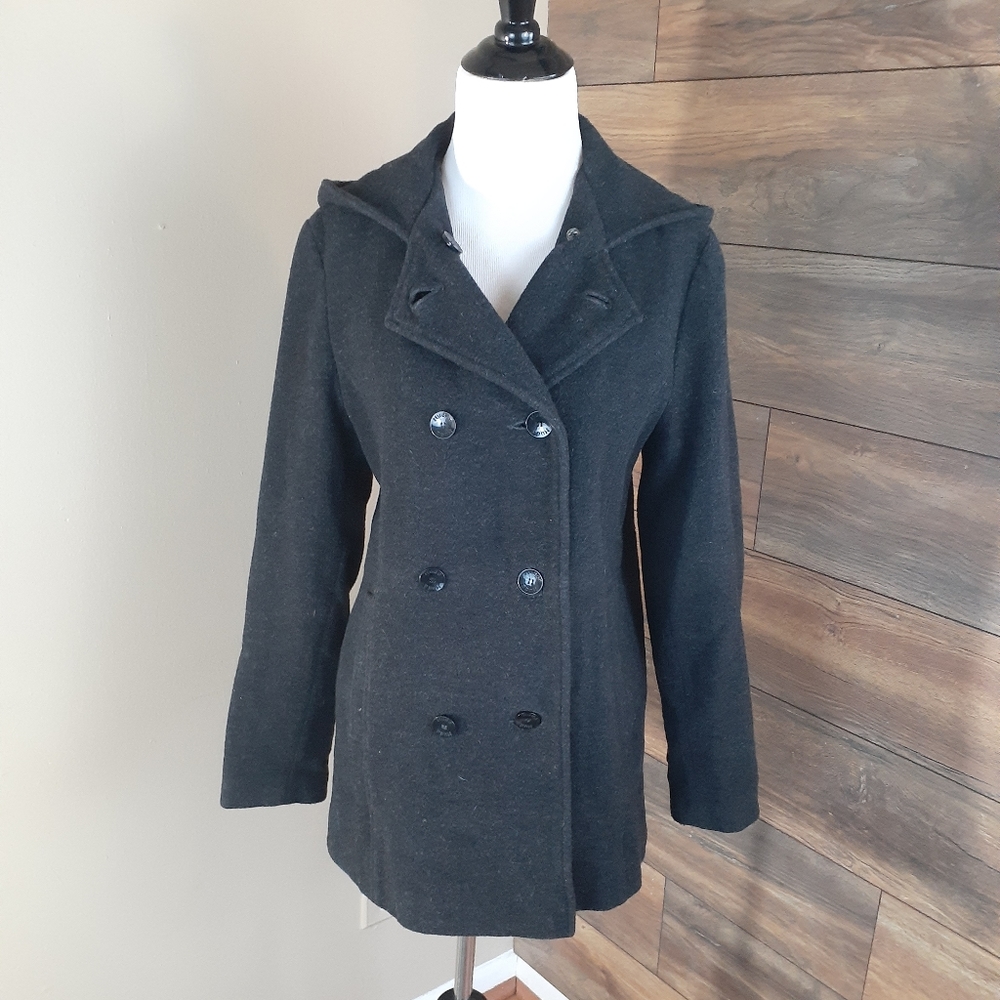 Classic Hooded Pea Coat by Mudd Size S